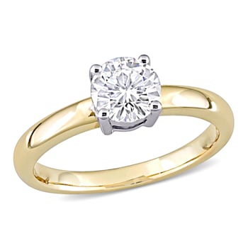 3/4 CT DEW Created Moissanite Solitaire Engagement Ring 14K Yellow Gold
