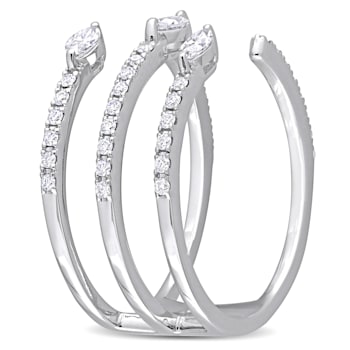 1/5 CT TW Diamond Coil Ring in 14K White Gold