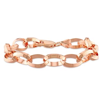 10.5MM Rolo Chain Bracelet in 18K Rose Gold Over Sterling Silver