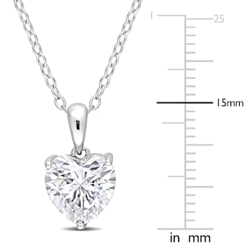 2 CT DEW Created Moissanite Solitaire Pendant with Chain in Sterling Silver