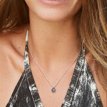 8-8.5MM Black Freshwater Cultured Pearl and Diamond Accent Pendant with
Chain in Sterling Silver
