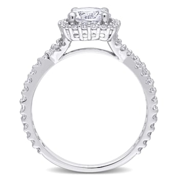 2 1/8 CT TGW Created White Sapphire Halo Ring in Sterling Silver