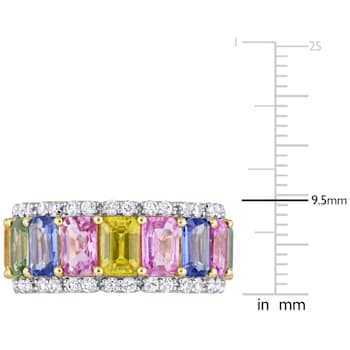 6 4/5 CT TGW Multi-Color Sapphire Anniversary Band Ring in 14K Yellow Gold