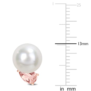 8-9MM South Sea Cultured Pearl and 4/5 CT TGW Morganite Stud Earrings in
14K Rose Gold
