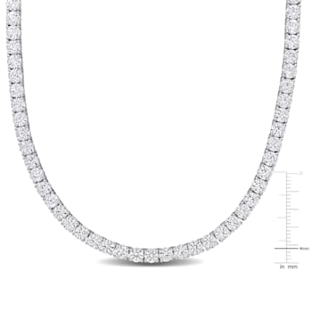 33 CT TGW Created White Sapphire Tennis Necklace in Sterling Silver