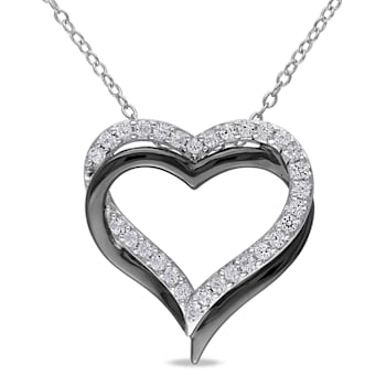 Created White Sapphire Crossover Heart Pendant With Chain Sterling
Silver with Black Rhodium Plating