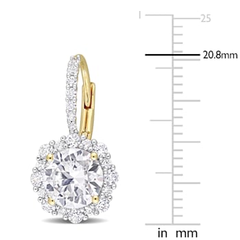 4 CT TGW Created White Sapphire Halo Earrings in Yellow Plated Sterling Silver