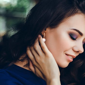 9-9.5MM Freshwater Cultured Pearl and Diamond Accent Infinity Hoop
Earrings in 10K Rose Gold