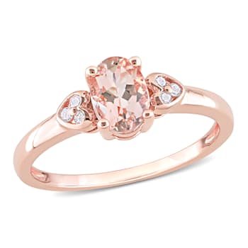 3/4 CTW Morganite and Diamond Accent Ring in Rose Plated Sterling Silver