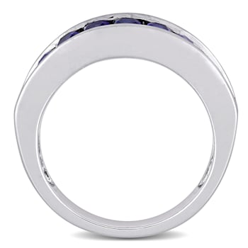 2 3/4 CT TGW Created Blue Sapphire Semi-Eternity Anniversary Band in
Sterling Silver