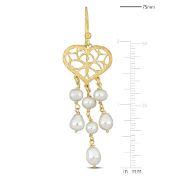 6-6.5MM Freshwater Cultured Pearl Chandelier Earrings in Yellow Plated
Sterling Silver