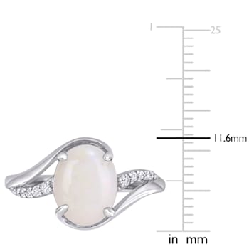 1 5/8 CT TGW Opal and 1/10 CT TW Diamond Twist Ring in Sterling Silver
