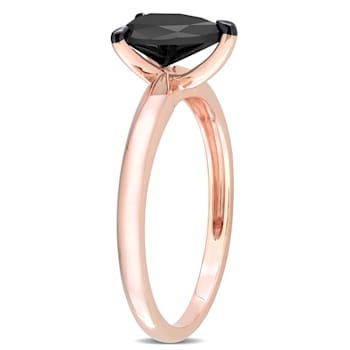 1 ct Black Diamond Solitaire Engagement Ring in 14K Rose Gold