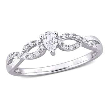 1/4 CT TGW Created White Sapphire and 1/10 CT TW Diamond Infinity
Engagement Ring in Sterling Silver