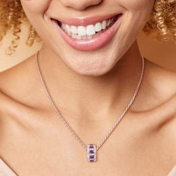 2 1/7 CT TGW Amethyst and White Topaz Pendant with Chain in Rose Plated
Sterling Silver