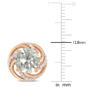 3 3/4 CT TGW Green Quartz White Topaz Swirl Halo Stud Earrings in Rose
Plated Sterling Silver