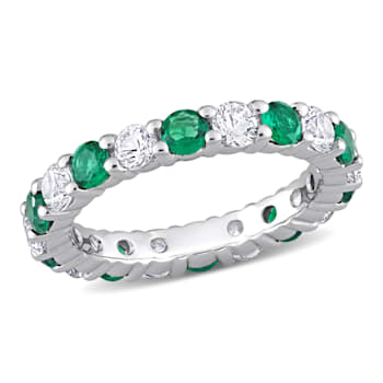 3 1/5 CTW Created Emerald and Created White Sapphire Eternity Band in
Sterling Silver