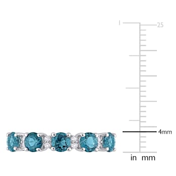1 5/8 CTW London Blue Topaz and White Topaz Anniversary Style Band Ring
in Sterling Silver