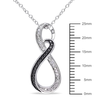 Diamond Infinity Pendant with Chain in Sterling Silver with Black Rhodium