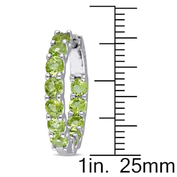 3-4/5ctw Peridot Inside-Outside Hoop Earrings in Sterling Silver