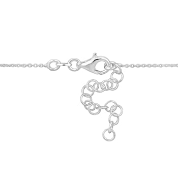 White Enamel Pink Heart Lock Charm Pendant with Chain in Sterling Silver