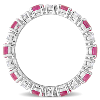 2 CT TGW Ruby and 3/4 CT TW Diamond Eternity Ring in 14K White Gold