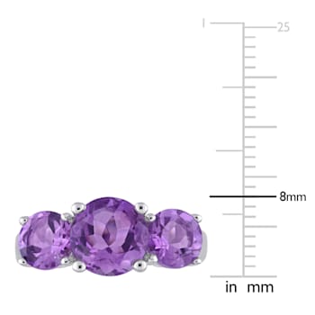 3 3/8 CT TGW Amethyst 3-Stone Ring in Sterling Silver