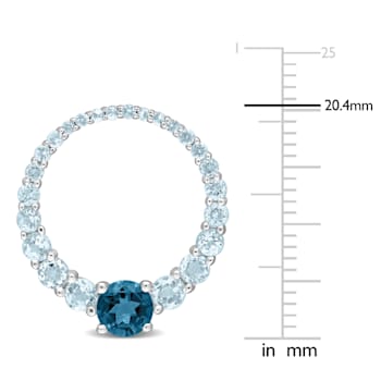 2 3/5 CT TGW Sky Blue and London Blue Topaz Graduated Open Circle
Earrings in Sterling Silver
