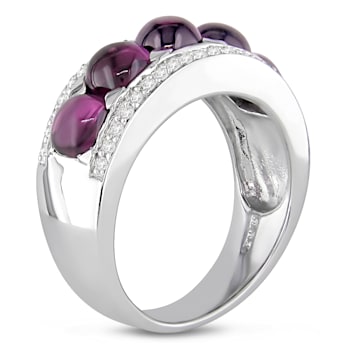 5 CT TGW Rhodolite and 1/4 CT TW Diamond Ring in 14K White Gold