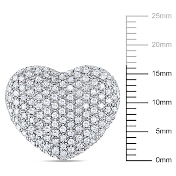 1 1/2 CT TW Pave Diamond Heart Stud Earrings in 14k White Gold