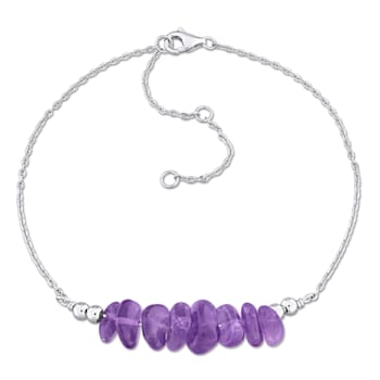 1 1/3 CT TGW Amethyst Bead Chain Bracelet in Sterling Silver