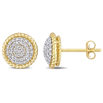 1/3 CT TW Diamond Pave Stud Earrings in 10k Yellow Gold