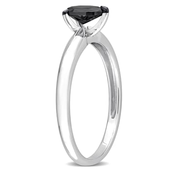 1/2 ct Black Diamond Solitaire Engagement Ring in 14K White Gold