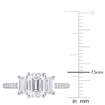 1-3/4 CT DEW Created Moissanite 3-Stone Engagement Ring in 10K White Gold
