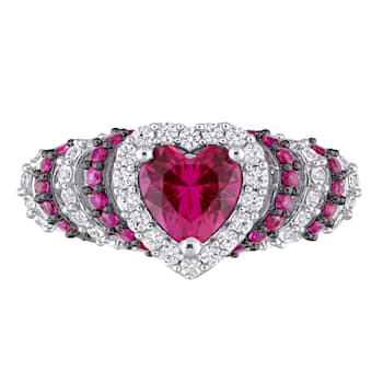 1 3/4 CT TGW Created Ruby and Created White Sapphire Heart Ring in
Sterling Silver