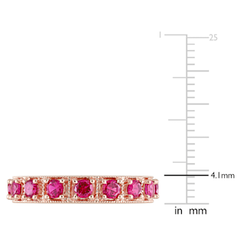 1 5/8 CT TGW Created Ruby Eternity Ring in Rose Plated Sterling Silver