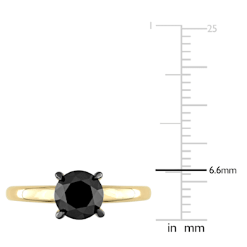 1-1/2 ct Black Diamond Solitaire Engagement Ring in 14K Yellow Gold