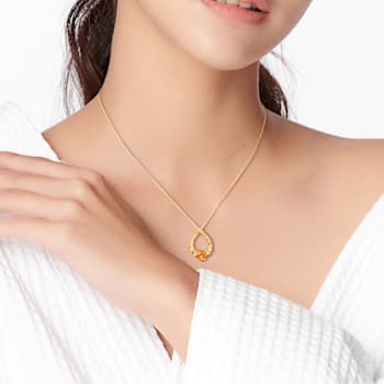 Citrine, Madeira Citrine and Honey Citrine Open Teardrop 18k Gold Plated
Silver Pendant w/Chain