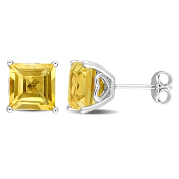 4 4/5 CT TGW Square Citrine Stud Earrings in Sterling Silver