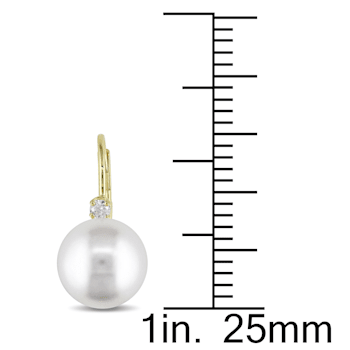 9-9.5MM Freshwater Cultured Pearl and Diamond Accent in 14K Yellow Gold