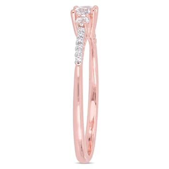 1/3 CT TGW Created White Sapphire and Diamond Accent Promise Ring in
Rose Plated Sterling Silver