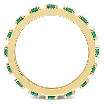 1 2/5 CTW Created Emerald Eternity Ring in Yellow Plated Sterling Silver