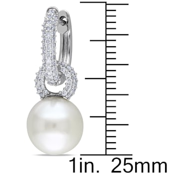 9-9.5MM South Sean Cultured Pearl and 1/2 CT TW Diamond Earrings in 14K
White Gold