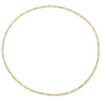 3.8mm Figaro Chain Necklace in 18k Yellow Gold Plated Sterling Silver,
24 in
