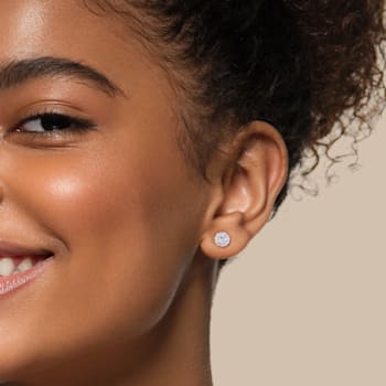 3/4 CT TGW Lab Grown Diamond Halo Stud Earrings in 14K White Gold