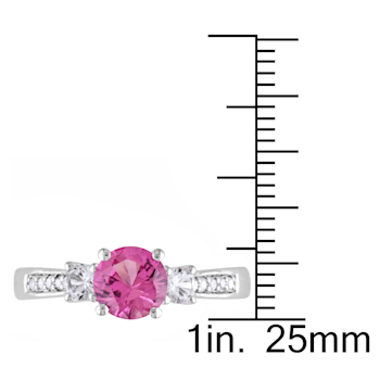1 3/8 CT TGW Created Pink and White Sapphire with Diamond Accent
Engagement Ring in 10K White Gold