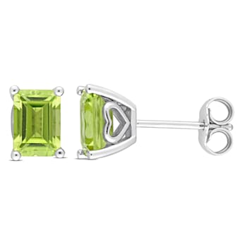 1 7/8 CT TGW Octagon Peridot Stud Earrings in Sterling Silver