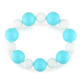 White Jasper and Turquoise Colored Glass Bead Stretch Bracelet
