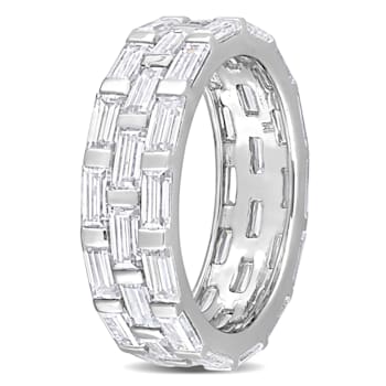 4 5/8 CT DEW Created Moissanite Triple Band Ring in Sterling Silver