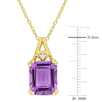 5 CT TGW Amethyst and White Topaz Pendant with Chain in Yellow Plated
Sterling Silver
